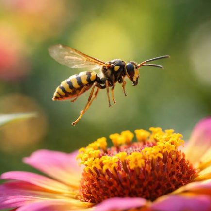guepe-fleur-arriere-plan-flou