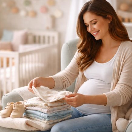 future-maman-souriante-fauteuil-chambre-bebe