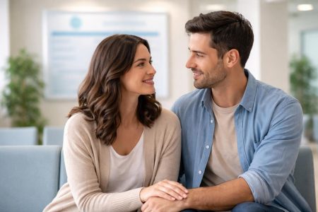 couple-salle-attente-clinique-moderne