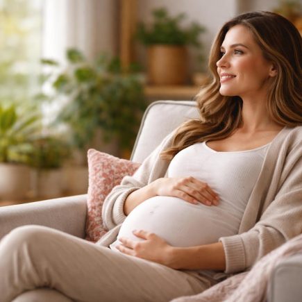 femme-enceinte-salon-plantes-coussins