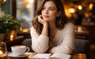 femme-pensive-cafe-carnet-flou