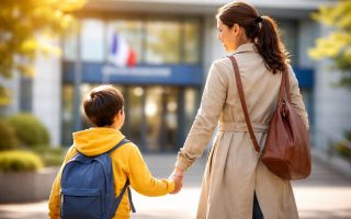 mere-enfant-batiment-moderne-flou